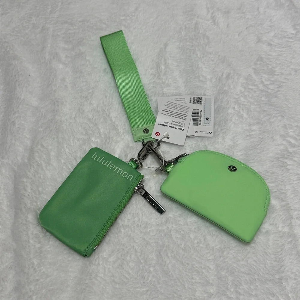 Lululemon | dual pouch wristlet | citrus lime / smokey mint
